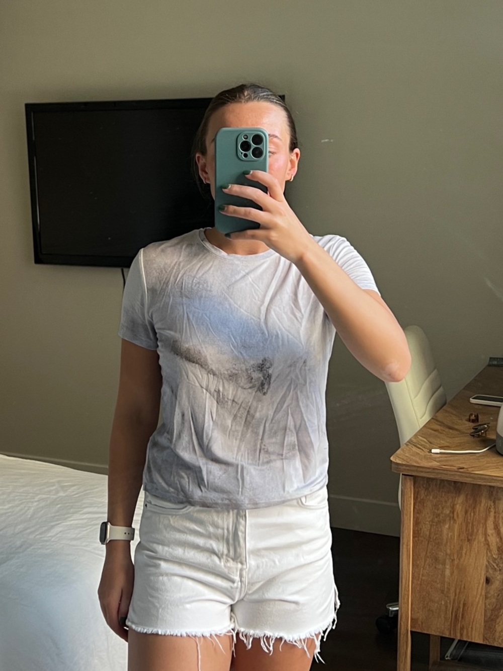 Babaton Light Gray/Purple Tie-dye Crewneck Tee